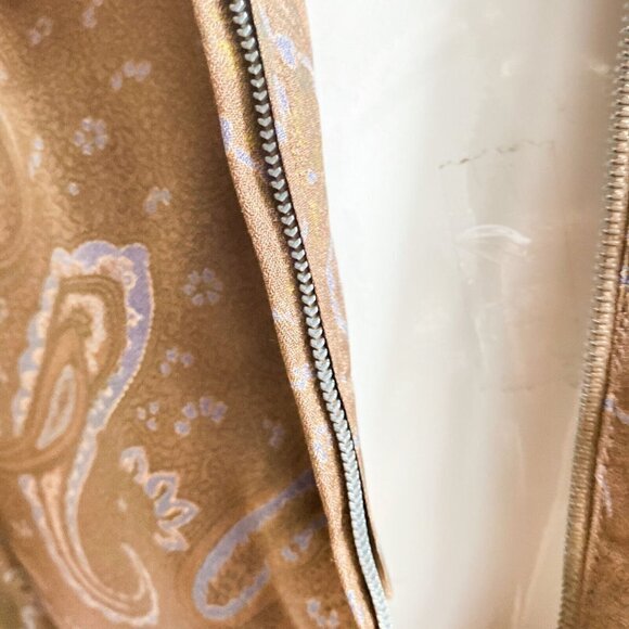 Vintage Paisley Print Beige Blue Earthtones Short Sleeve Fit and FLare Dress S - Picture 9 of 10